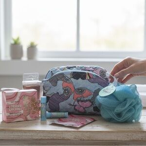 Vera Bradley Butterfly By Cosmetic Bag w/ Sweet Shimmer Beauty Set Travel